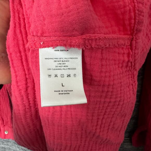 Mote Long Sleeve 3 Button V-Neck Gauze Light Weight Tunic Top Women Size Large - Picture 4 of 6